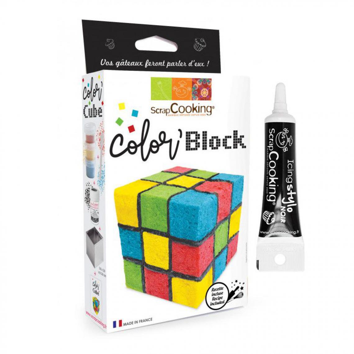 Scrapcooking - Kit gâteau Cube de couleurs + Stylo de glaçage noir - Kits créatifs