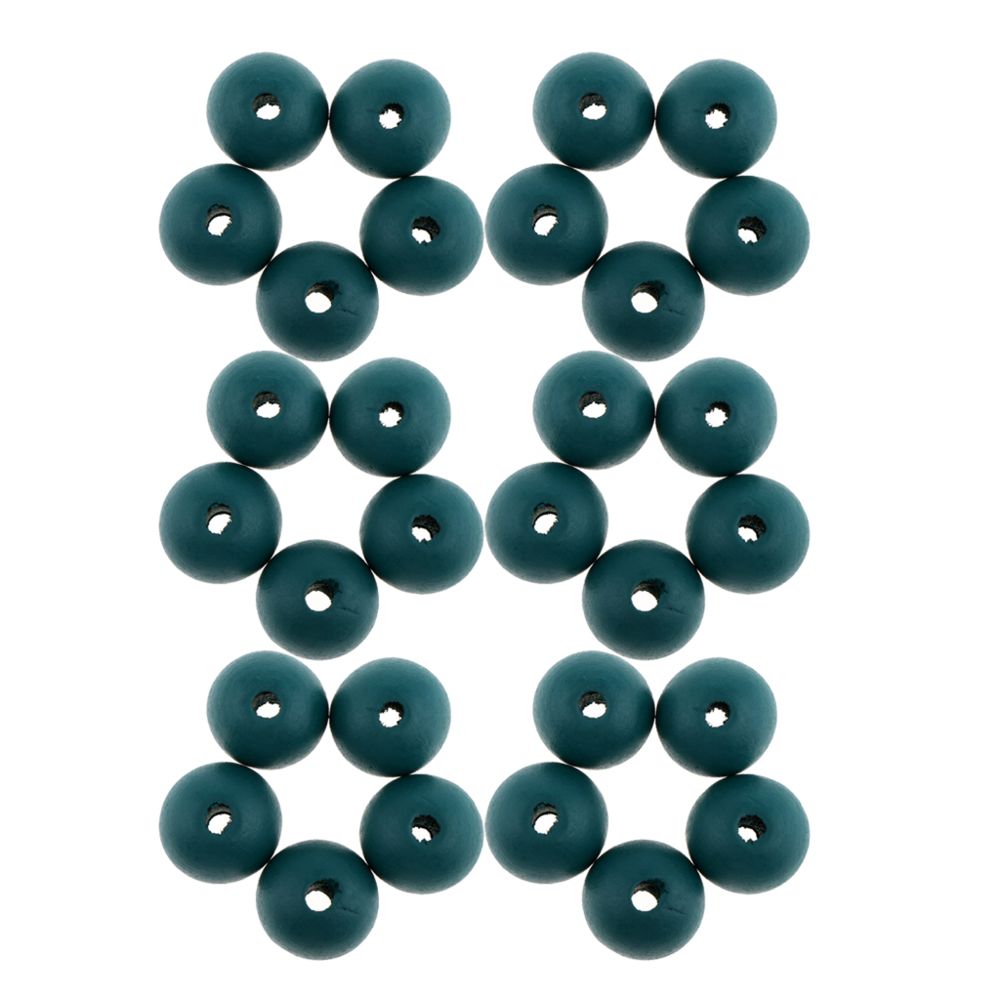 marque generique - 30 pièces perles rondes en bois bricolage bijoux artisanat fabrication 18mm perles en vrac # 6 - Perles