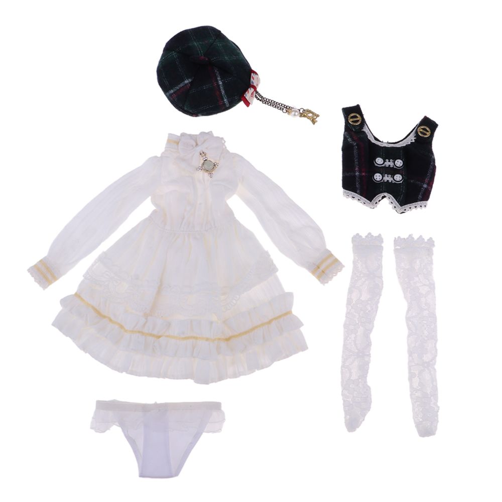 marque generique - 5pcs belle fée princesse jupe costume blanc pour 1/4 poupées bjd habiller accs - Poupons