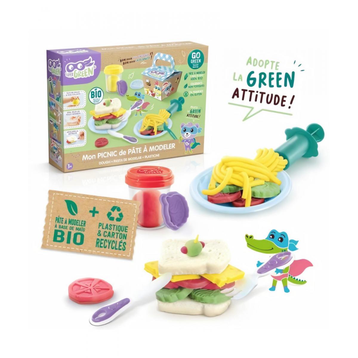 Canal Toys - SUPER GREEN Kit pique-nique de pâte a modeler bio - Modelage
