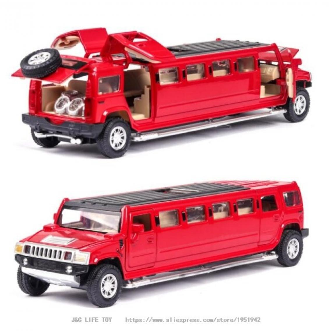 Universal - Émulation haute 1: 32 alliage Hummer limousine métal moulée voiture modèle tire en arrière flash musique enfant jouet voiture cadeau de Noël |(Rouge) - Voitures