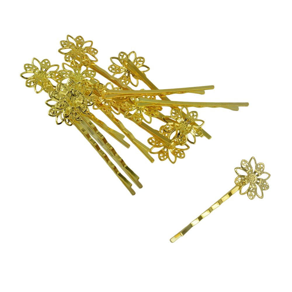 marque generique - 12 pièces en filigrane fleur pinces à cheveux épingles à cheveux - Perles
