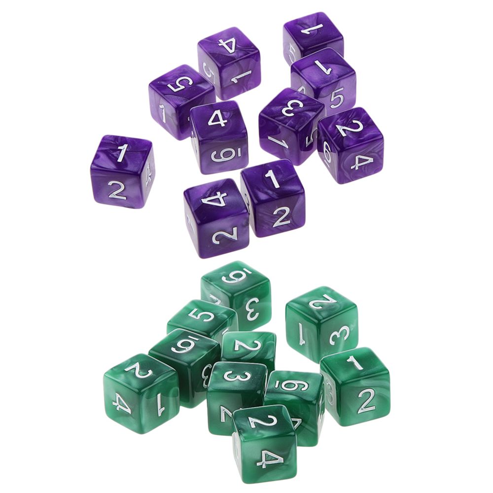 marque generique - 20 pièces dés six faces d6 pour jouer à d u0026 d jeu de fête rpg vert et violet - Jeux de rôles