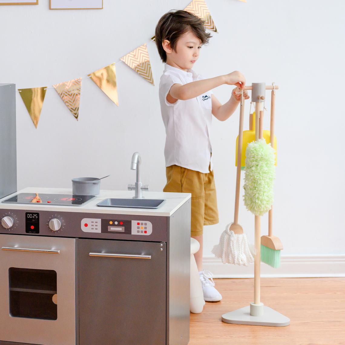 Teamson Kids - Jeu de nettoyage enfant ménage 6 accessoires balai serpillière Teamson Kids TK-W00005 - Cuisine et ménage
