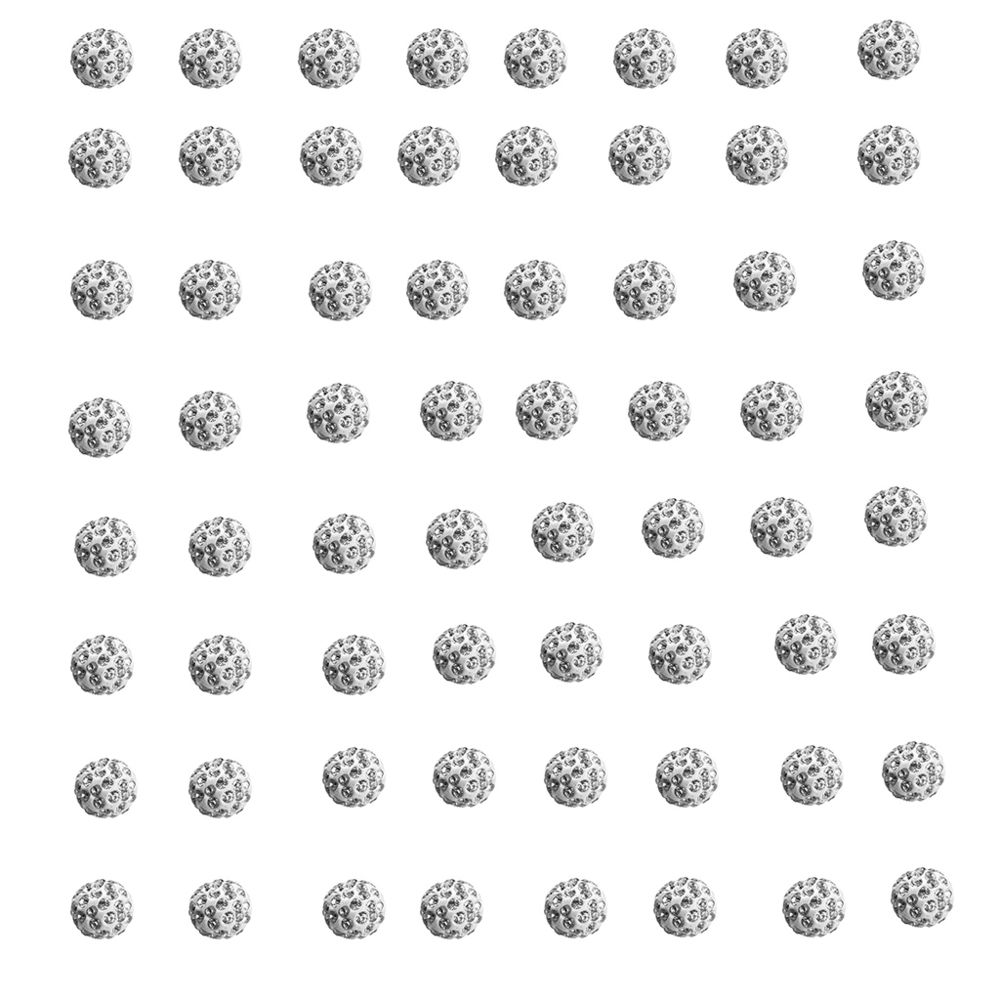 marque generique - 100 pièces argile ronde cristal de strass pavé perles de balle disco argent 6mm - Perles