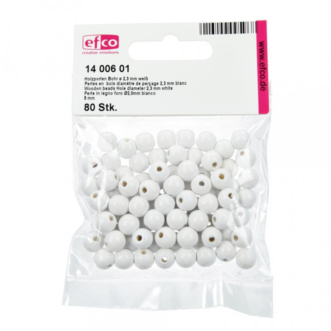 efco - Lot de 80 Perles en bois diam. 8 mm, diam. de perçage 2,3 mm - Briques et blocs