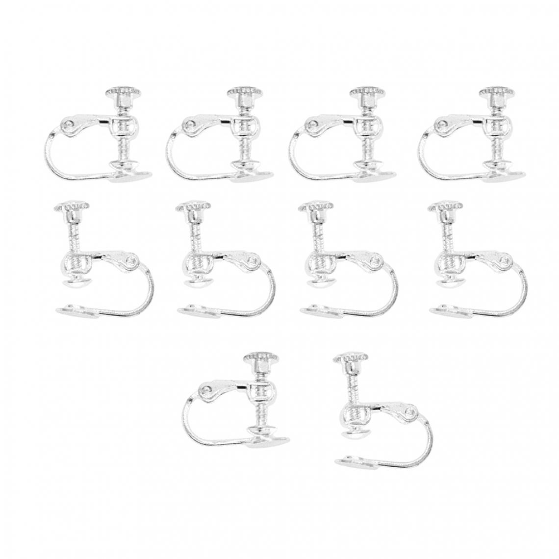 marque generique - 10pieces vis réglable boucle d'oreille clips pour les résultats de bijoux argent blanc - Perles