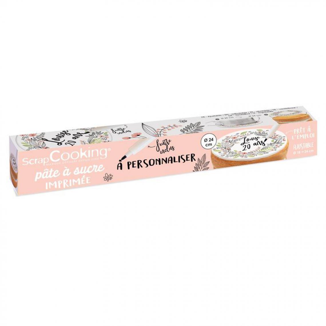 Scrapcooking - Rouleau de pâte à sucre fleurs à personnaliser Ø 24 cm - Kits créatifs