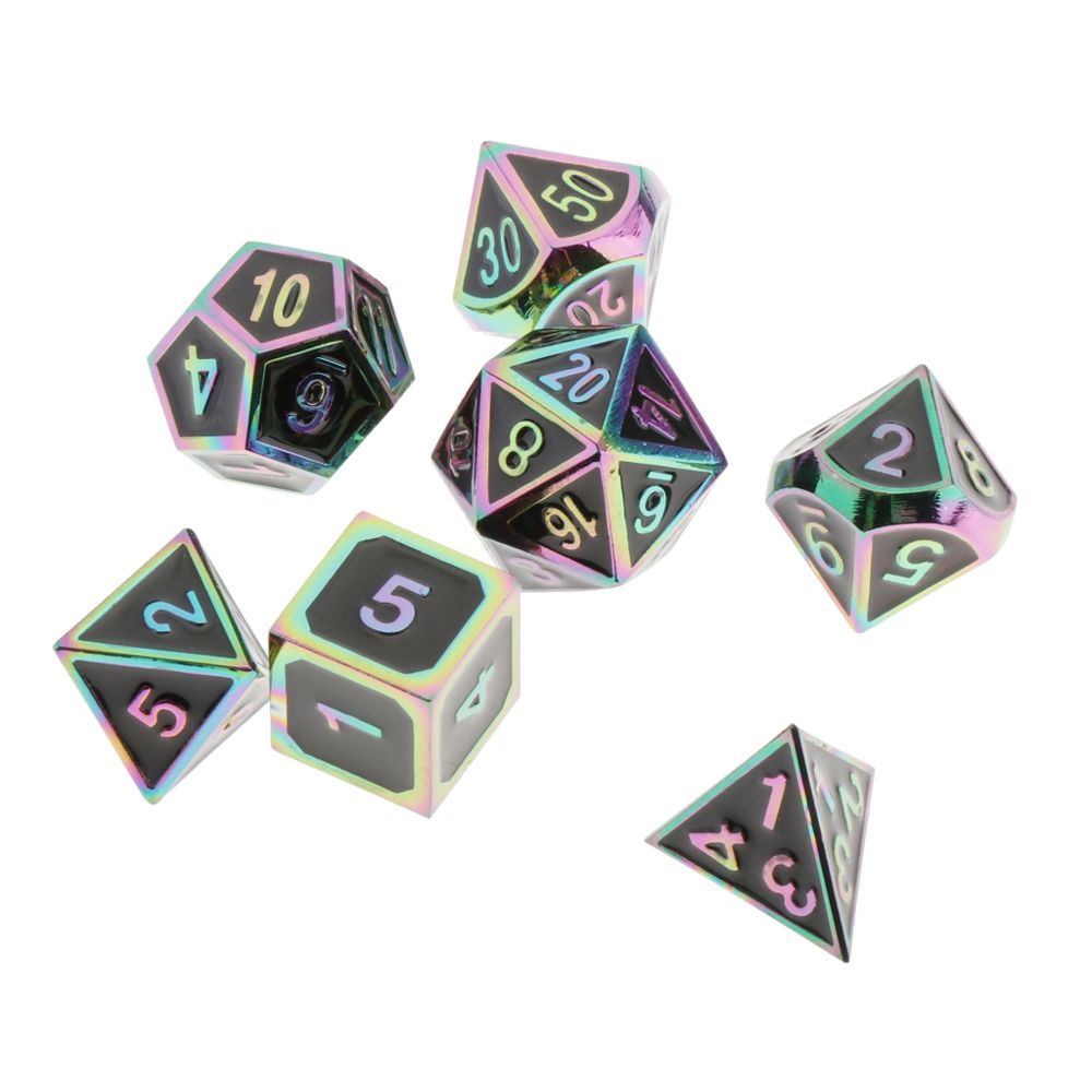 marque generique - 7Pack Polyhedral Dice D4 D6 D8 D10 D12 D20 Pour DnD RPG Games Noir - Jeux de rôles