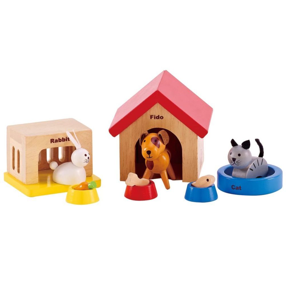 HAPE - Hape Famille d'animaux domestiques en jouet E3455 - Maisons de poupées