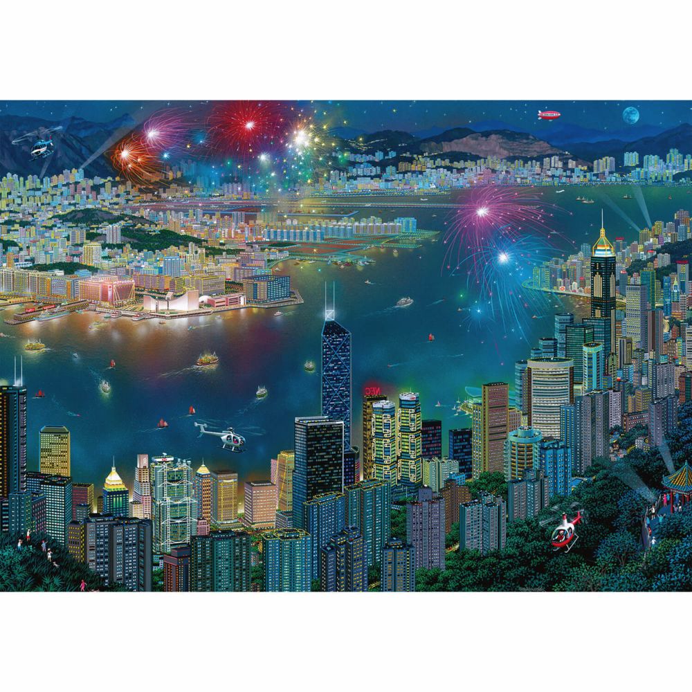 Schmidt Spiele - Puzzle Feu d'artifice sur Hong Kong, 1000 pcs - Animaux
