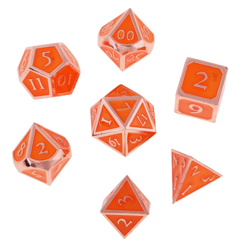 marque generique - 7pcs en alliage de zinc jeu de table dés ensemble jeu de divertissement durable dés orange - Jeux de rôles