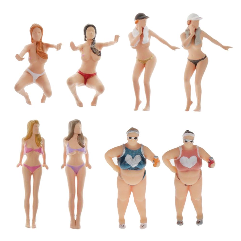 marque generique - 8 Pièces/ensemble 1:64 Bikini Figurines De Lavage De Voiture Scénario Jouets - Train électrique