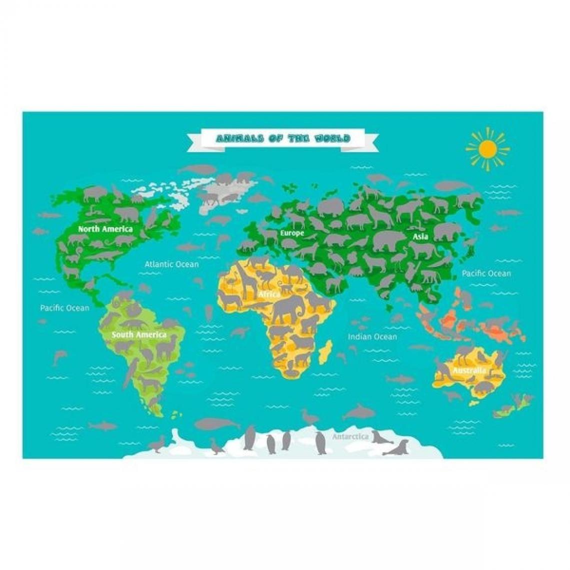 Totalcadeau - Mappemonde Planisphère des animaux carte du monde à gratter - Jeux d'adresse