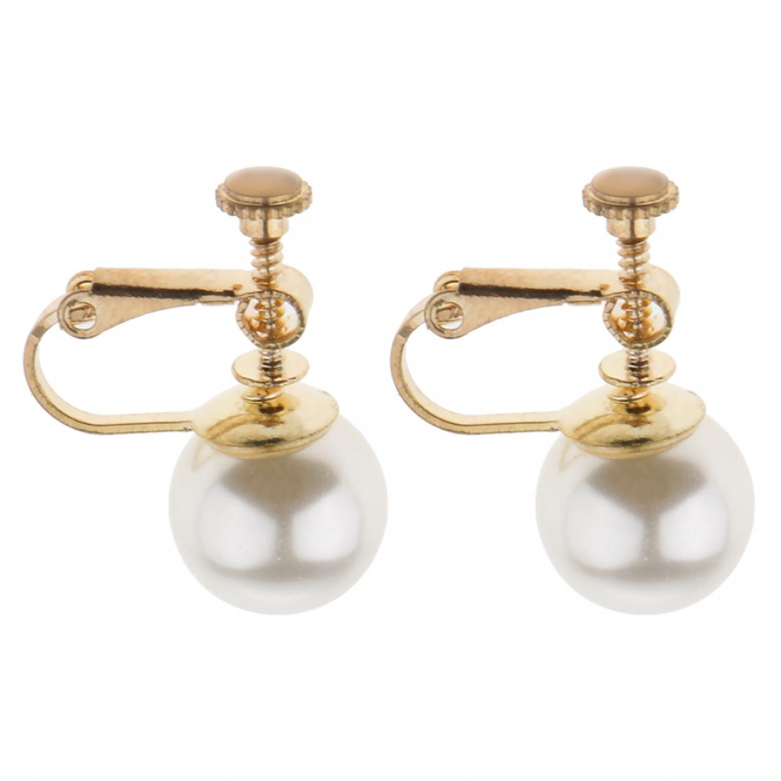 marque generique - 1 paire en forme de faux perle non piercing boucles d'oreilles élégant vis arrière argent - Perles