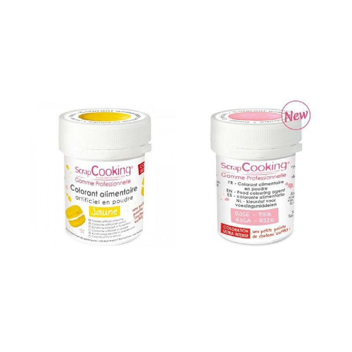 Scrapcooking - 2 colorants alimentaires en poudre - jaune-rose poudré - Kits créatifs