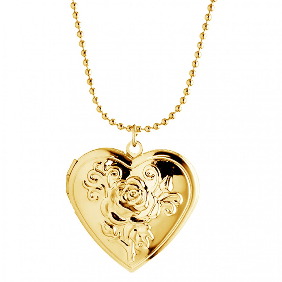 marque generique - rose sculpture coeur photo image médaillon collier souvenir cadeau d - Perles