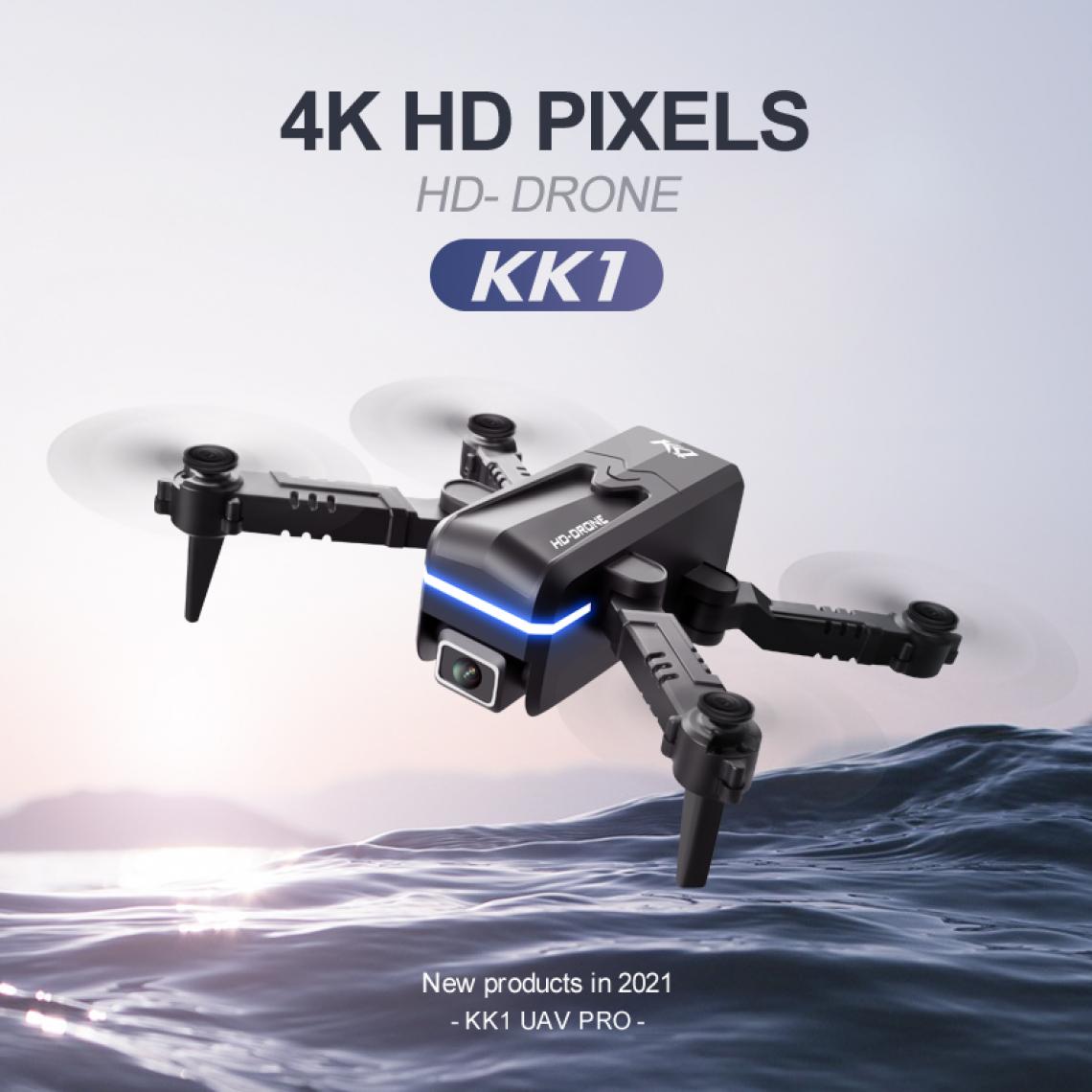 Universal - KK1 Mini Drone 4K HD Camera Pro RC Drone WiFi FPV Drone Toys Outdoor RC Quadcopter Fixed Altitude Helicopter Toys | RC Quadcopter(Le noir) - Drone