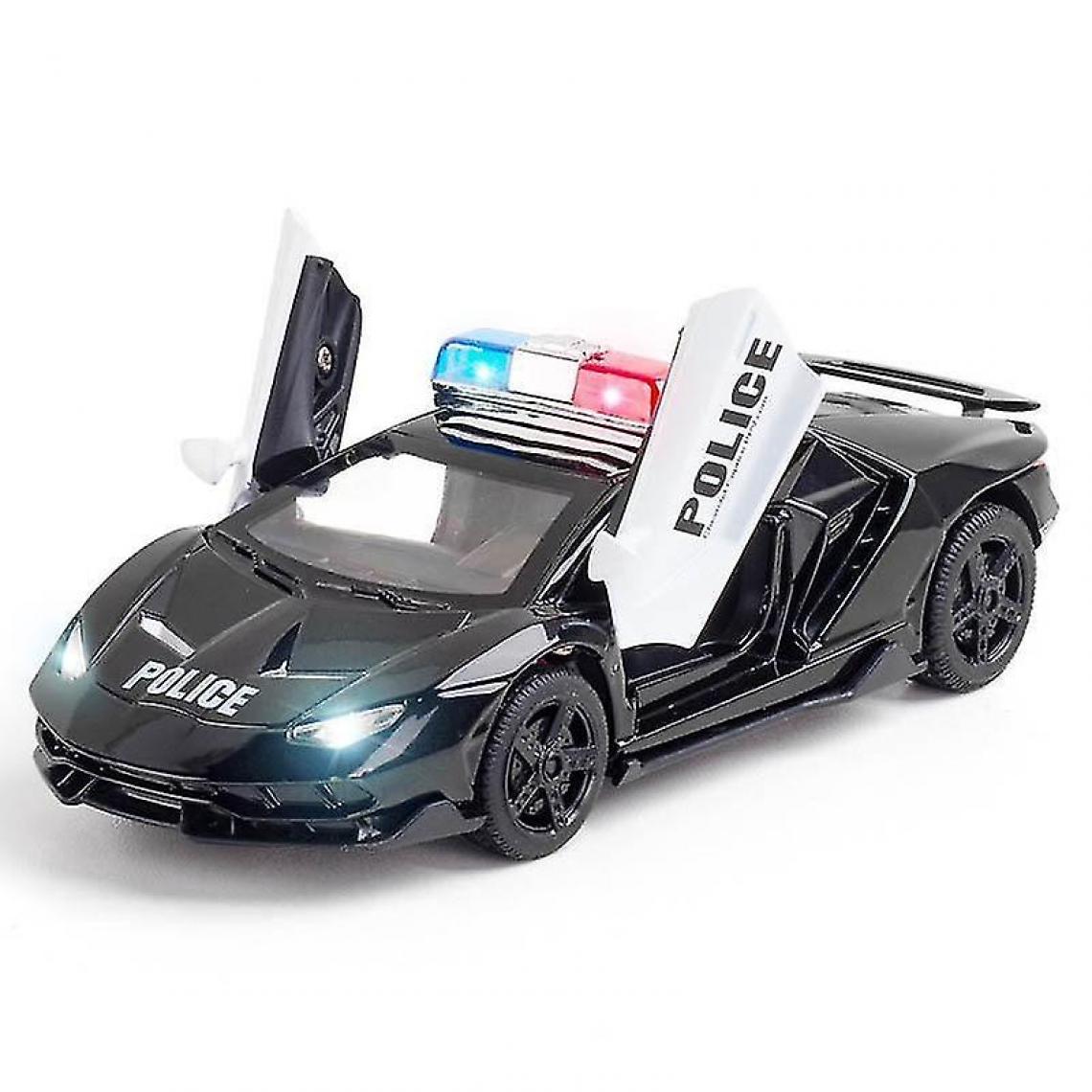 Universal - 1/32 alliage moulage sous pression police modèle supercar jouet voiture son et lumière tirer en arrière voiture de sport jouet(Le noir) - Voitures