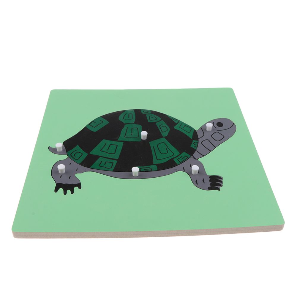 marque generique - Montessori Animaux en bois Jigsaw Puzzle Panel Enfants Jouets bébé Tortoise - Jeux éducatifs