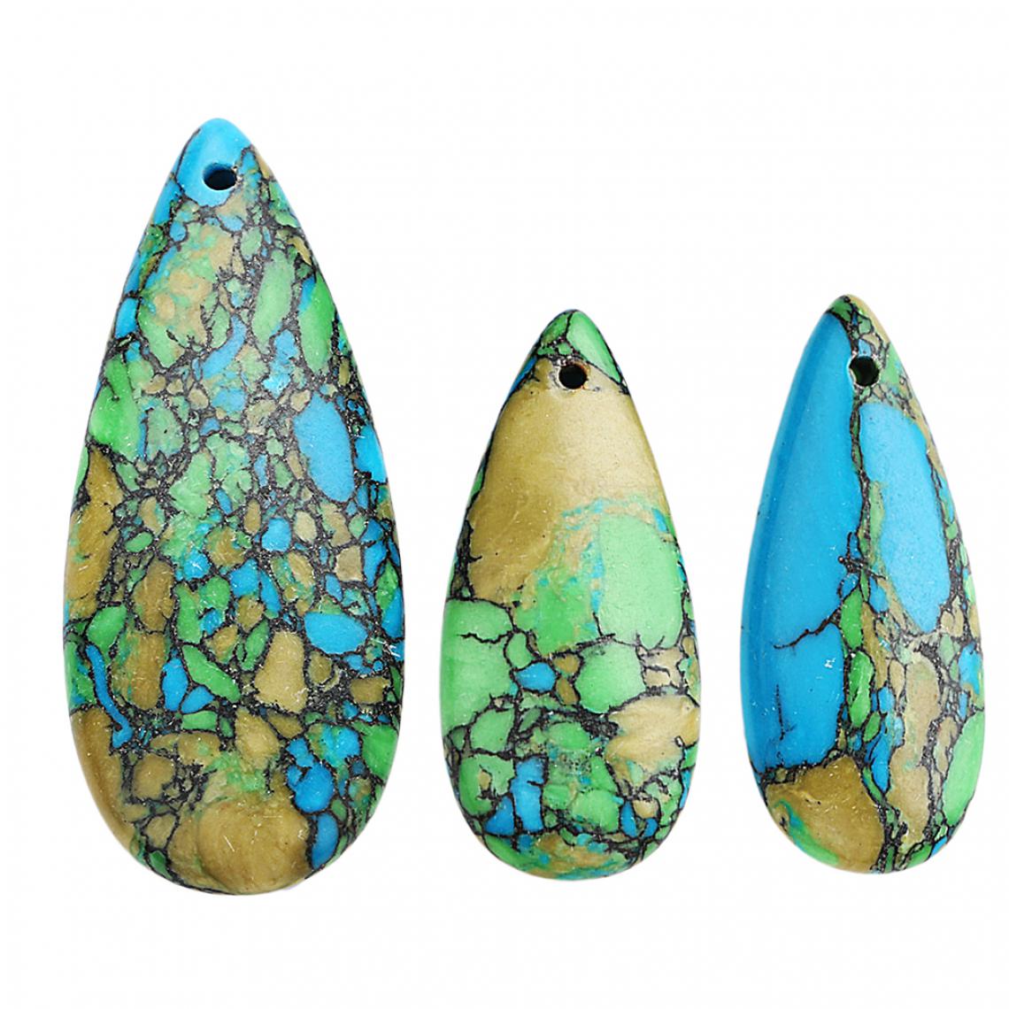 marque generique - 3 morceaux pendentifs de goutte d'eau de pierre de Regalite multicolore pour la fabrication de bijoux - Perles