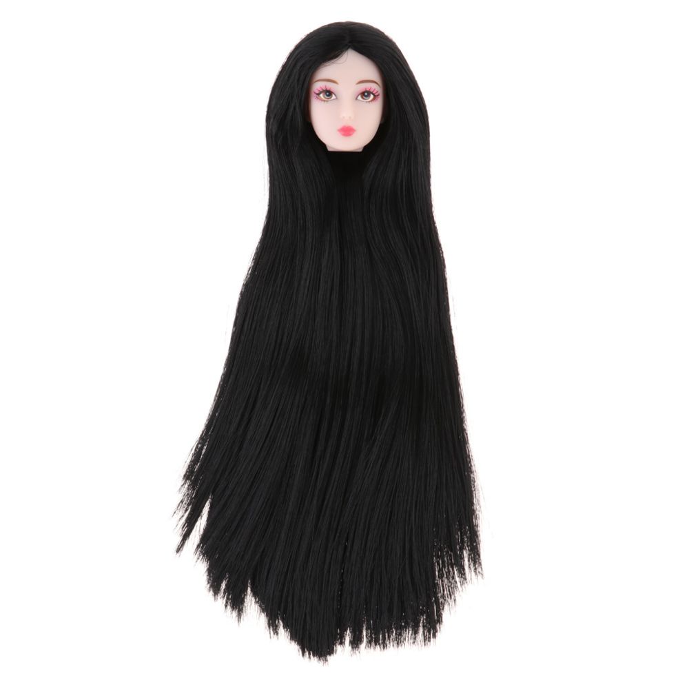 marque generique - 1/6 tête bjd sculpter avec les cheveux noirs pour xinyi partie du corps de poupée bricolage accessoires - Poupons