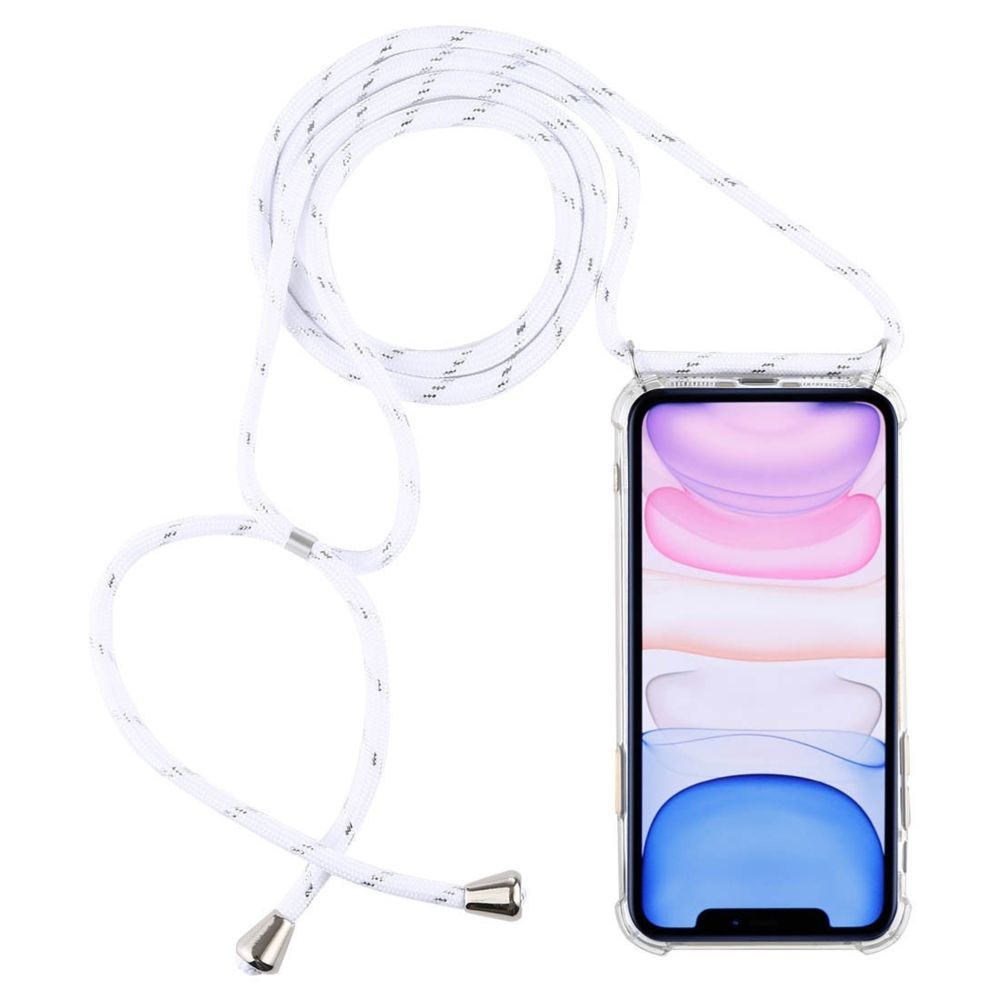 Wewoo - Coque Souple pour téléphone portable TPU transparente anti-chute à quatre coins avec cordon iPhone 11 blanc - Coque, étui smartphone