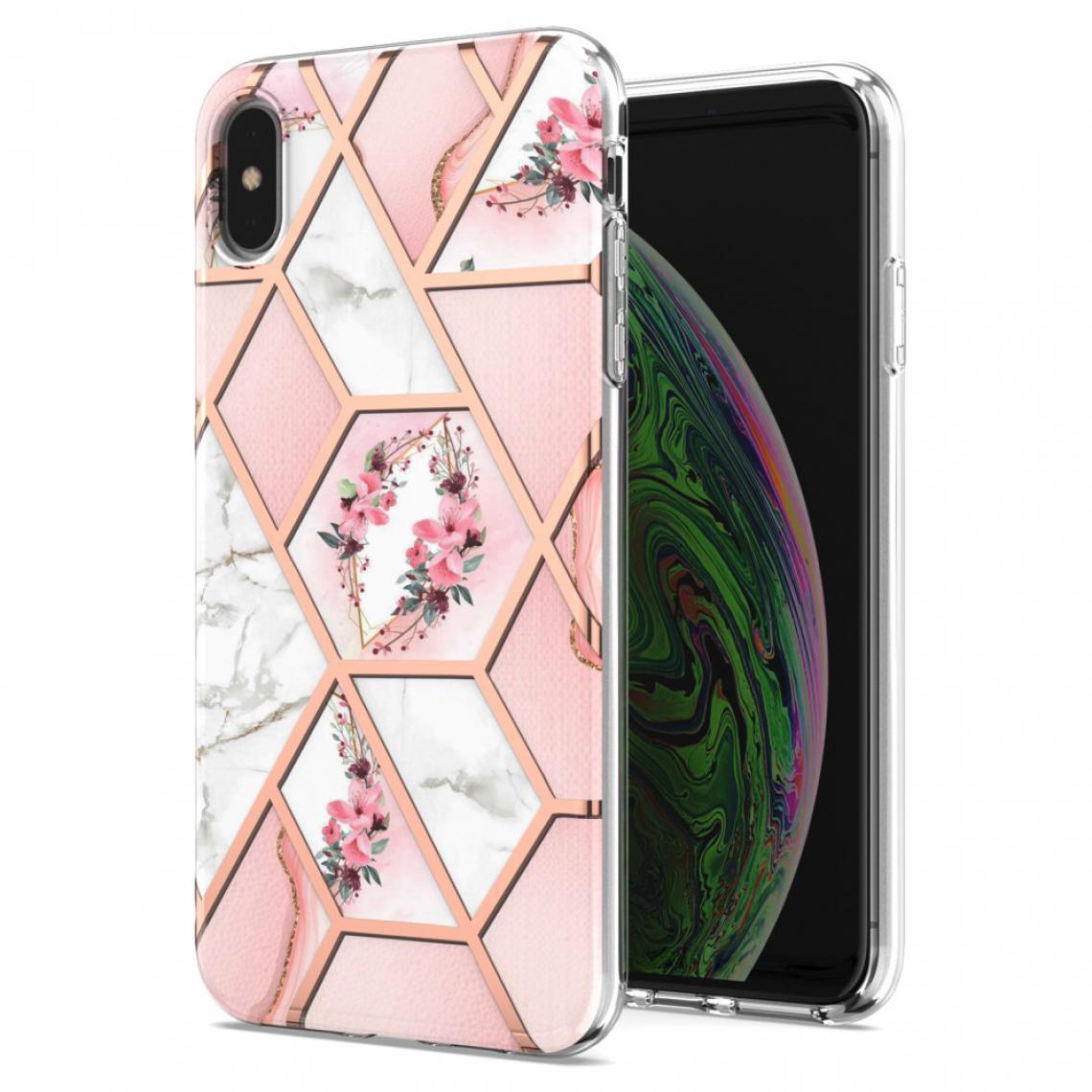 Other - Coque en TPU Modèle de fleur de marbre de galvanoplastie IMD IML de 2,0 mm Marbre rose/Fleur pour votre Apple iPhone XS Max 6.5 pouces - Coque, étui smartphone