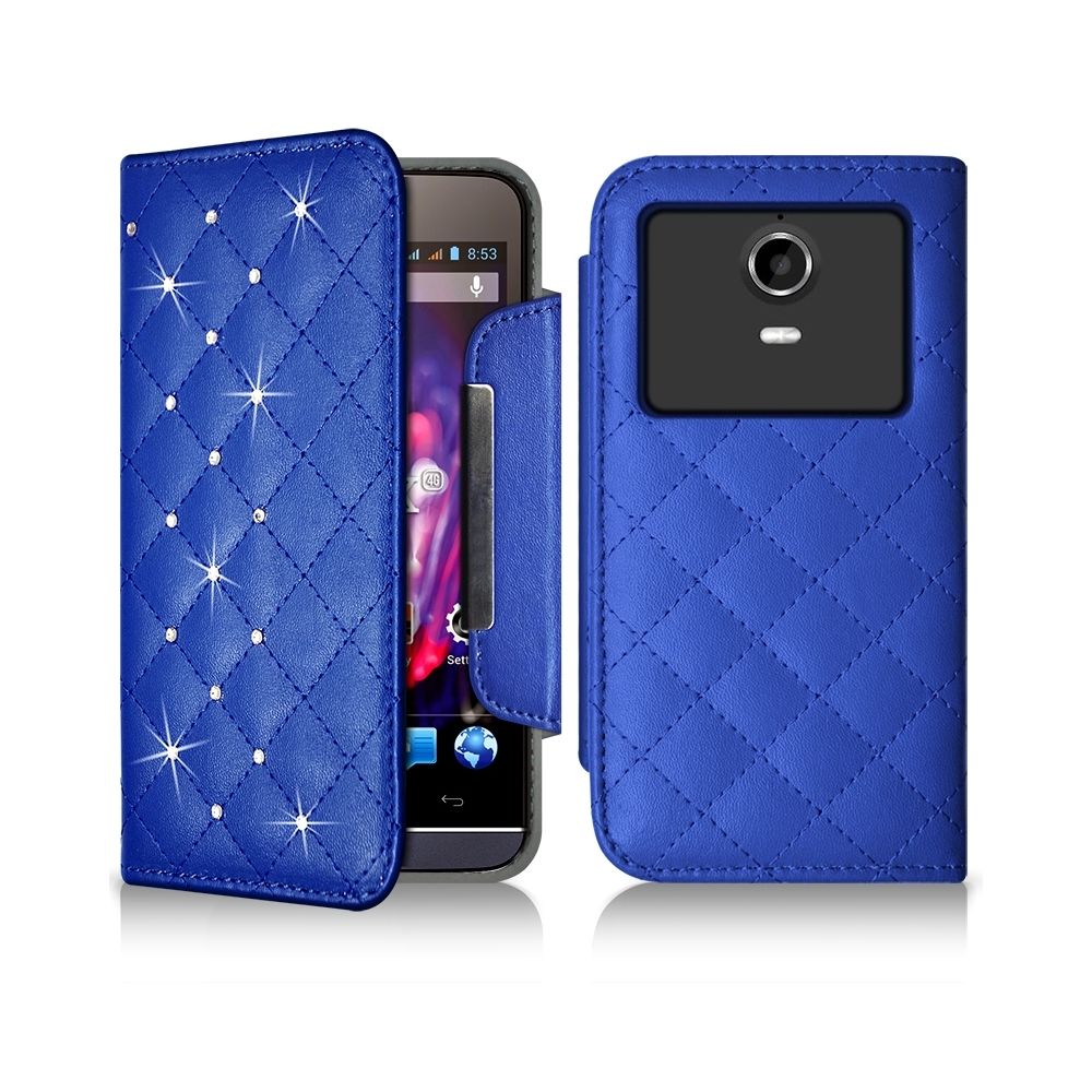 Karylax - Housse Coque Etui Portefeuille Style Diamant Universel M couleur bleu pour Wiko Wax - Autres accessoires smartphone