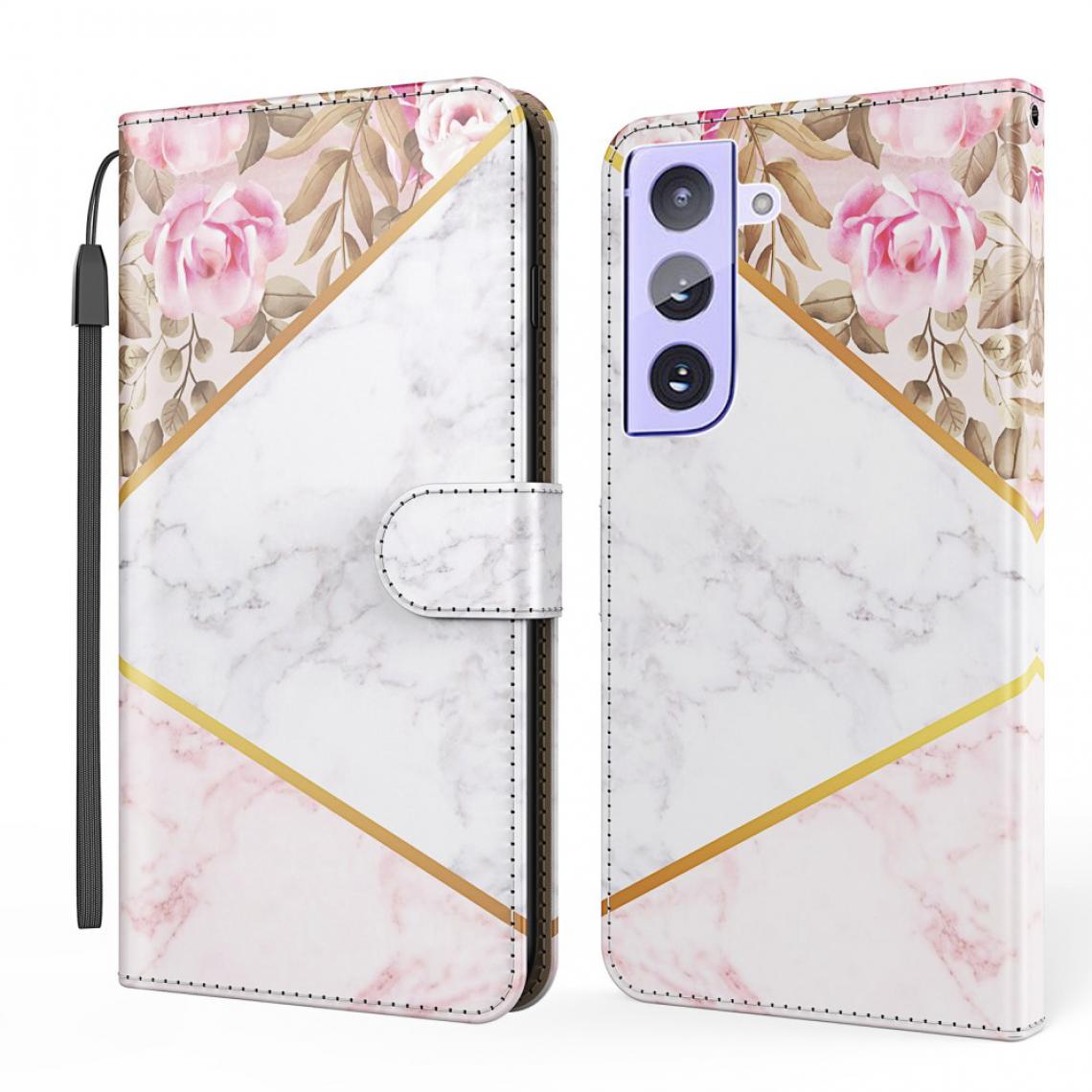 Other - Etui en PU Impression de motifs en marbre avec support rose pour votre Samsung Galaxy S21 FE - Coque, étui smartphone