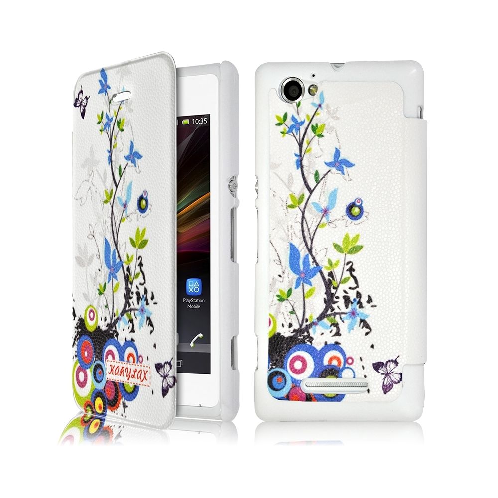 Karylax - Coque Housse Etui à rabat latéral et porte-carte pour Sony Xperia M avec motif HF01 + Film de Protection - Autres accessoires smartphone