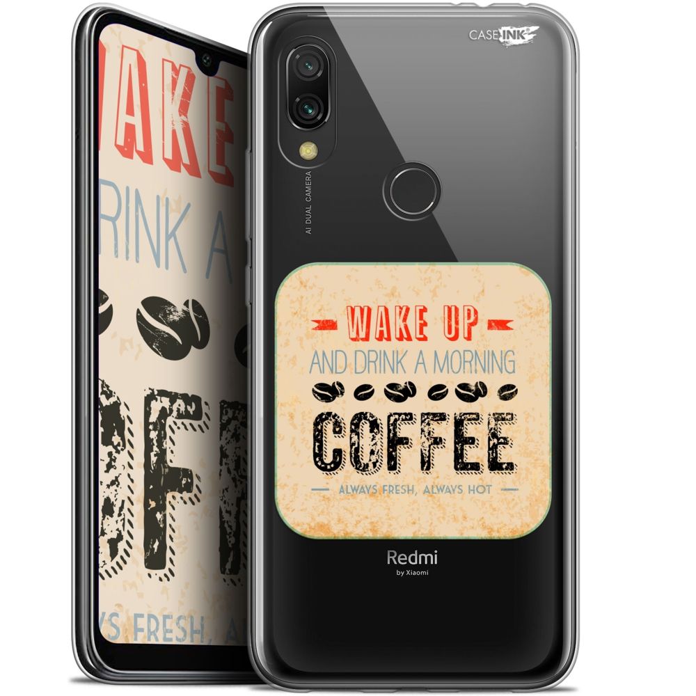 Caseink - Coque arrière Xiaomi Redmi 7 (6.26 ) Gel HD [ Nouvelle Collection - Souple - Antichoc - Imprimé en France] Wake Up With Coffee - Coque, étui smartphone