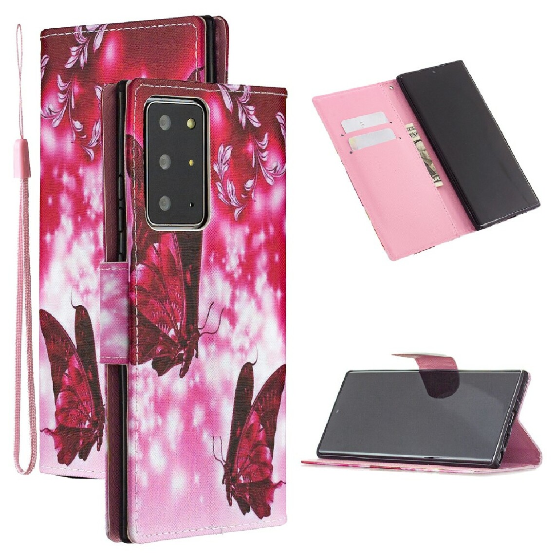 Other - Etui en PU impression de motif avancée avec support et sangle papillon rouge pour votre Samsung Galaxy Note 20 Ultra/Note 20 Ultra 5G - Coque, étui smartphone