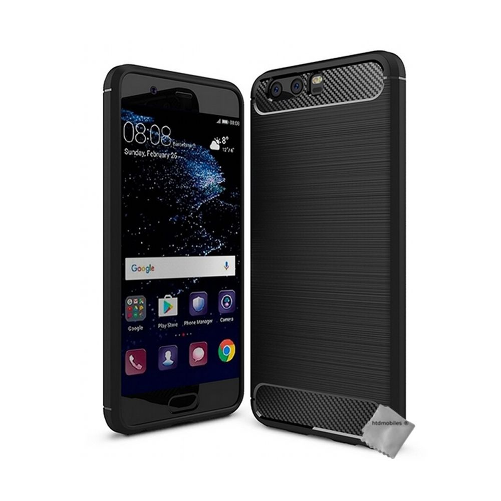 Htdmobiles - Housse etui coque silicone gel carbone pour Huawei P10 + film ecran - NOIR - Autres accessoires smartphone