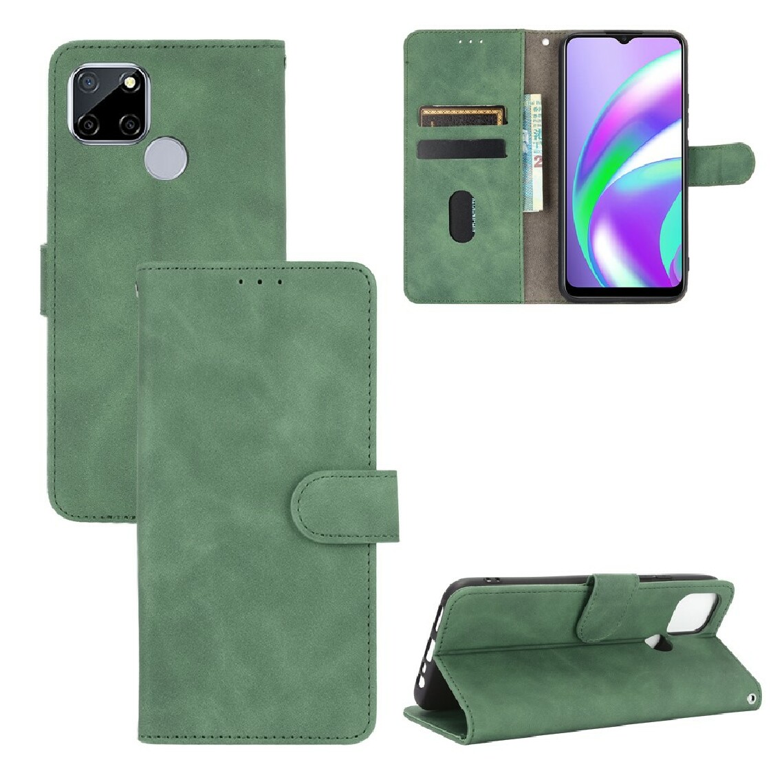 Other - Etui en PU flip sensation de peau vert pour votre Oppo Realme Narzo 20/C12 - Coque, étui smartphone