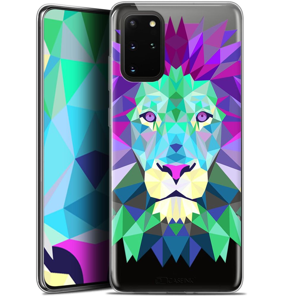 Caseink - Coque Pour Samsung S20+ (6.7 ) [Gel HD Polygon Series Animal - Souple - Ultra Fin - Imprimé en France] Lion - Coque, étui smartphone