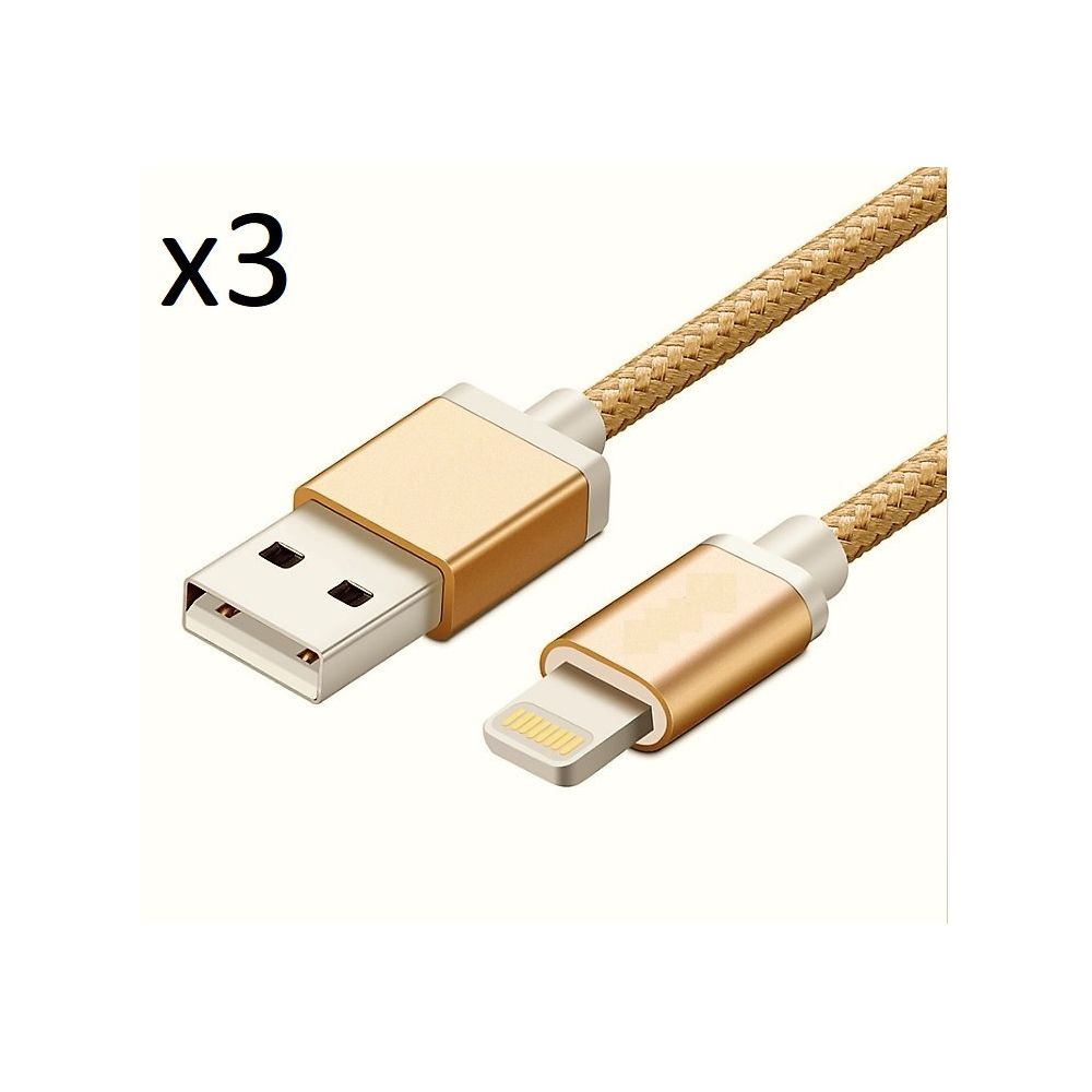 Shot - Pack de 3 Cables Metal Nylon pour IPAD Mini 2 Lightning APPLE Chargeur Connecteur - Chargeur secteur téléphone