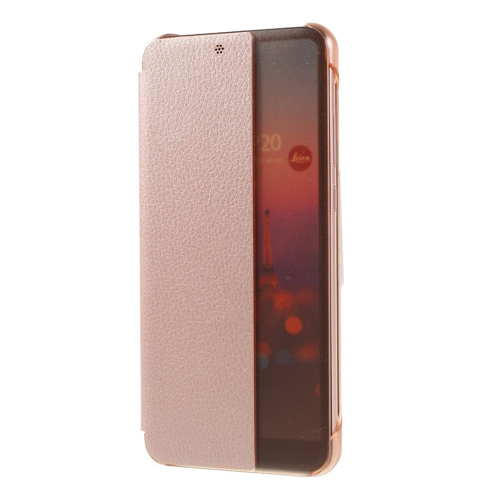marque generique - Etui en PU vue automatique de la fenêtre de réveil / sommeil or rose pour votre Huawei P20 - Autres accessoires smartphone
