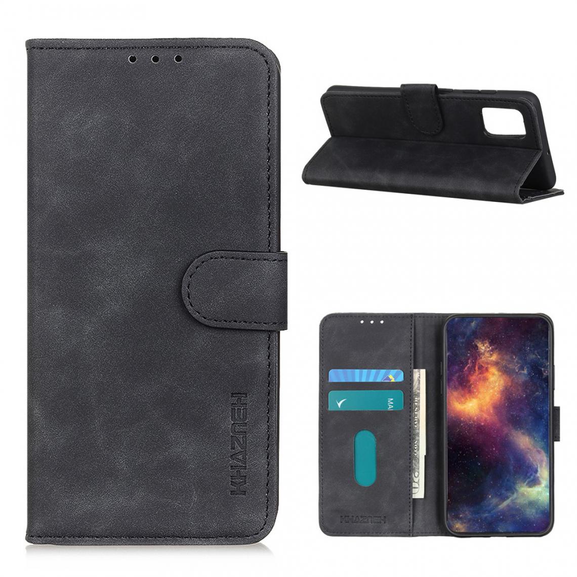 Other - Etui en PU style rétro avec support et porte-cartes noir pour votre LG K52/K62/Q52 - Coque, étui smartphone