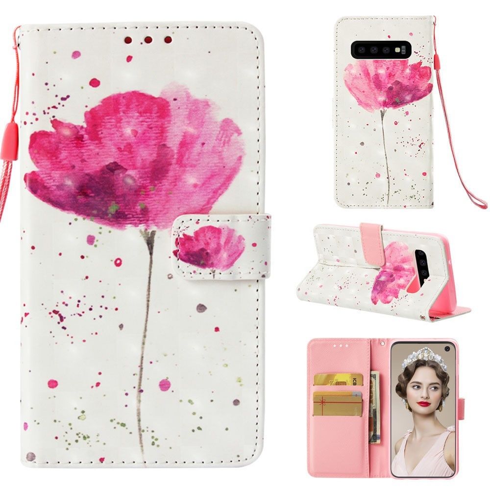 marque generique - Etui en PU impression de motifs décor de points lumineux fleur rose pour votre Samsung Galaxy S10 - Autres accessoires smartphone