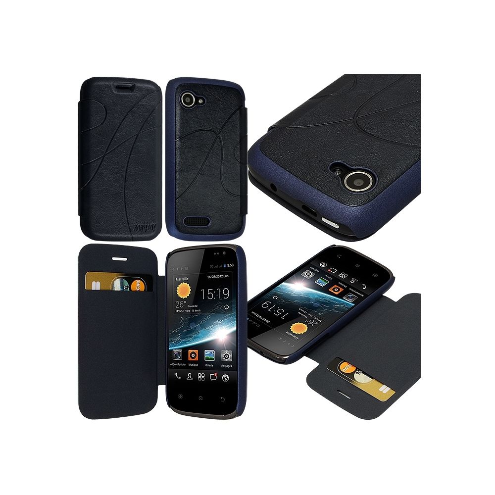 Karylax - Coque Housse Etui à rabat latéral et porte-carte pour Wiko Cink Slim couleur Bleu foncé - Autres accessoires smartphone