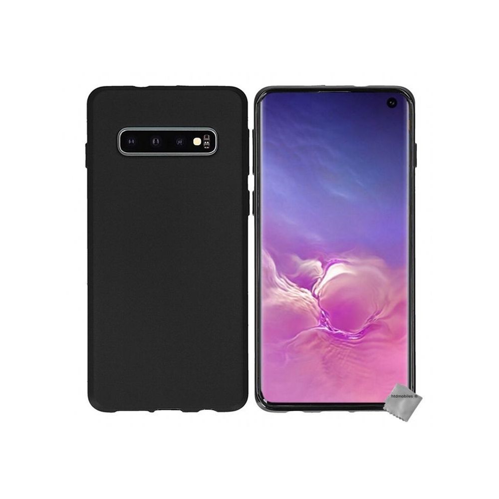 Htdmobiles - Housse etui coque pochette silicone gel fine pour Samsung Galaxy S10 + film ecran - NOIR - Autres accessoires smartphone