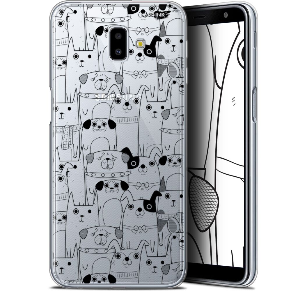 Caseink - Coque arrière Samsung Galaxy J6 Plus J6+ (6.4 ) Gel HD [ Nouvelle Collection - Souple - Antichoc - Imprimé en France] Chien Noir - Coque, étui smartphone