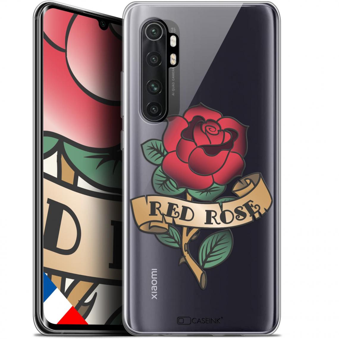 Caseink - Coque Pour Xiaomi Mi Note 10 LITE (6.4 ) [Gel HD Collection Tatoo Lover Design Red Rose - Souple - Ultra Fin - Imprimé en France] - Coque, étui smartphone