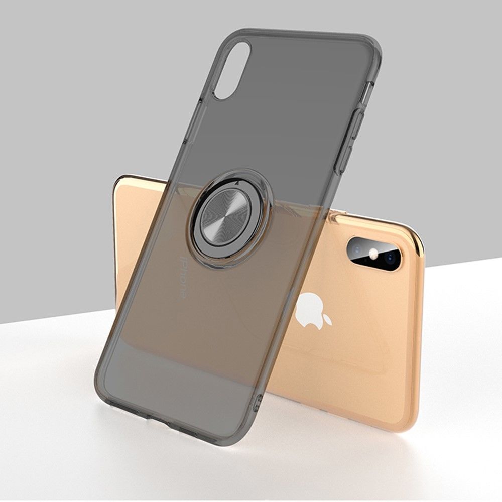 marque generique - Coque en TPU Béquille de l'anneau des doigts claire noir pour votre Apple iPhone XS/X - Coque, étui smartphone
