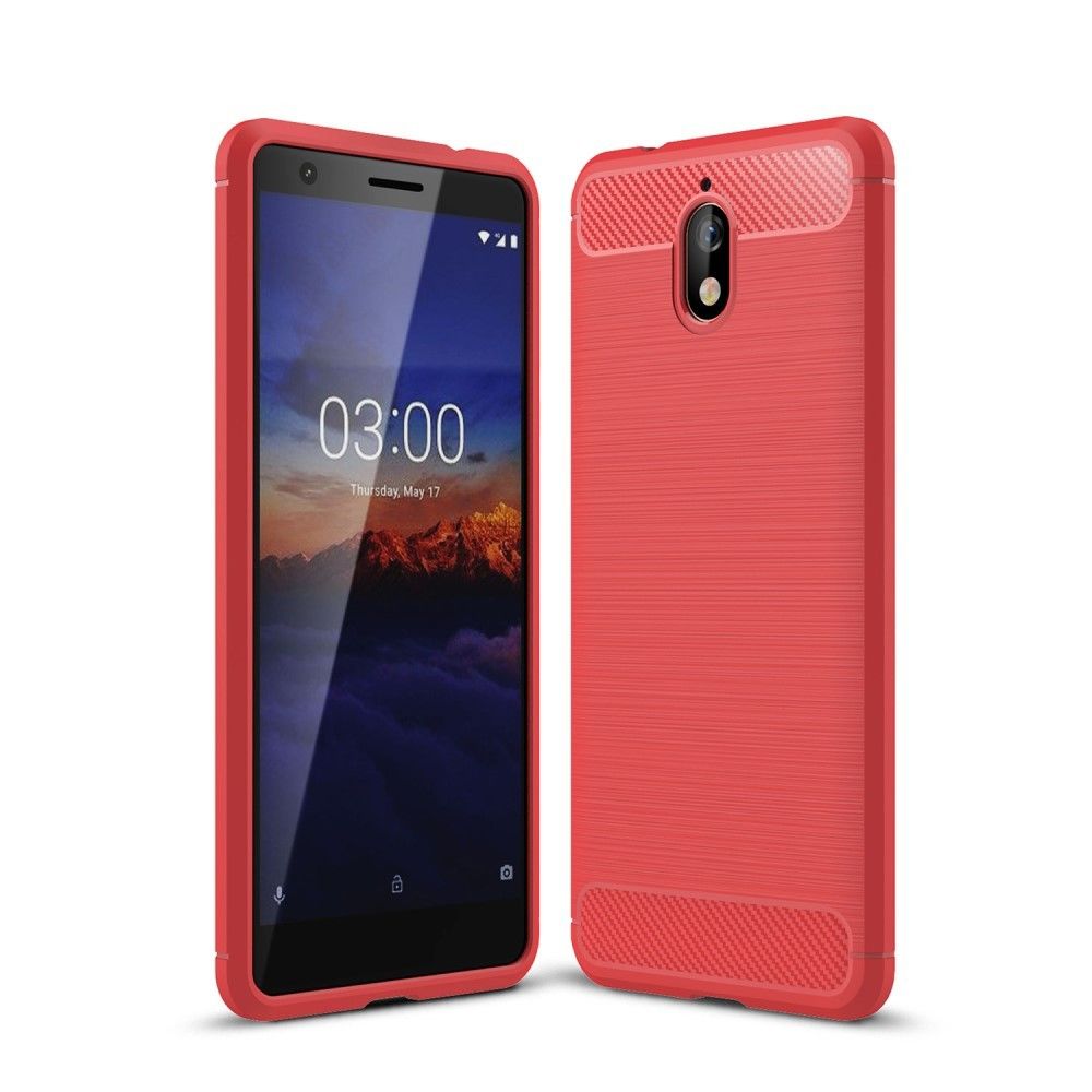 marque generique - Coque en TPU fibre de carbone rouge pour votre Nokia 3.1 - Autres accessoires smartphone