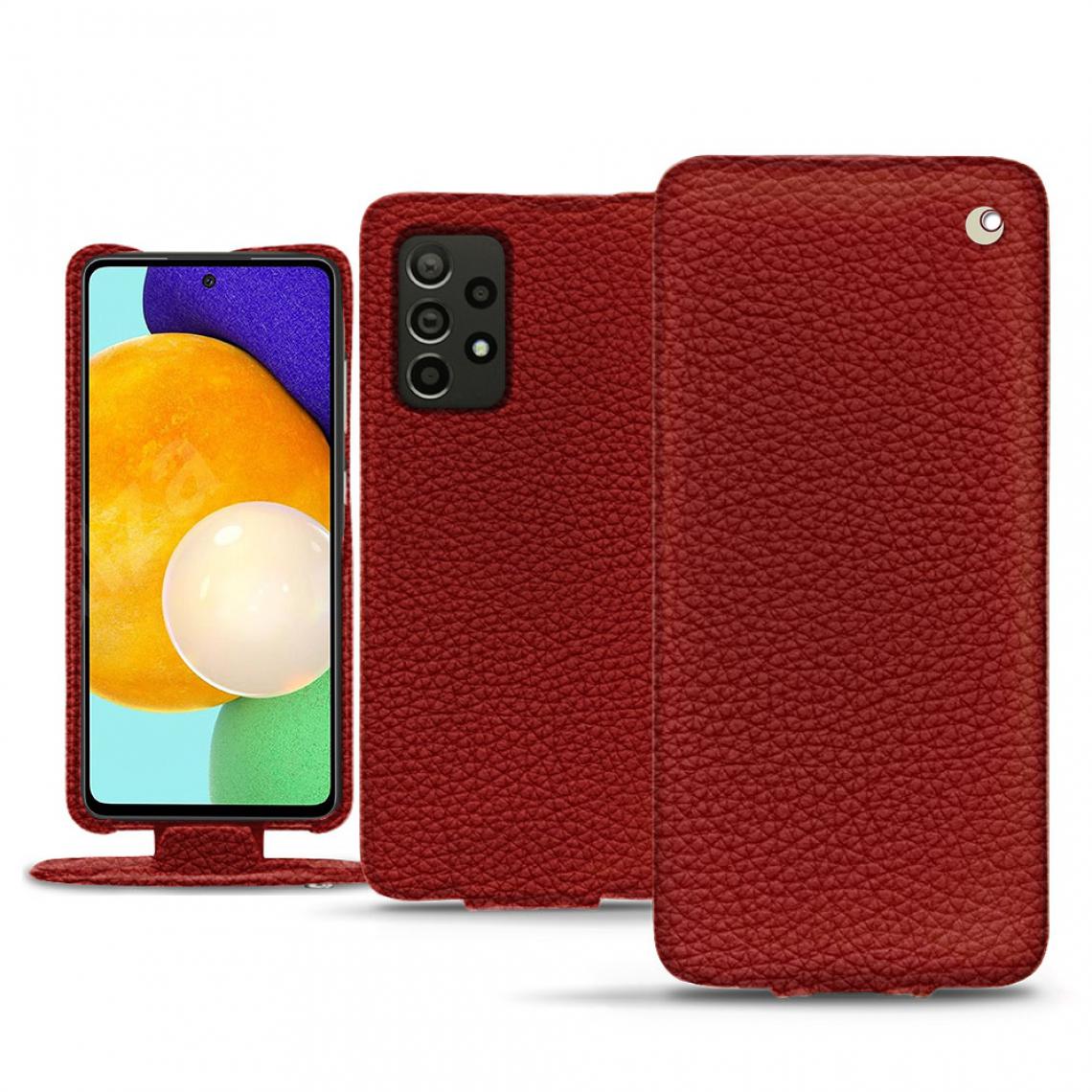Noreve - Housse cuir Samsung Galaxy A52 - Rabat vertical - Tomate ( Pantone 187C ) - cuir Ambition - NOREVE - Coque, étui smartphone