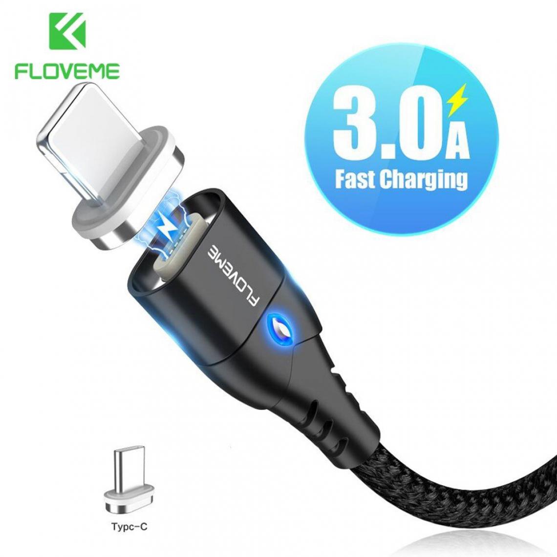 Phonecare - Câble Magnétique Charge Rapide 3 en 1 avec LED Micro USB - Iphone - Type C - Autres accessoires smartphone