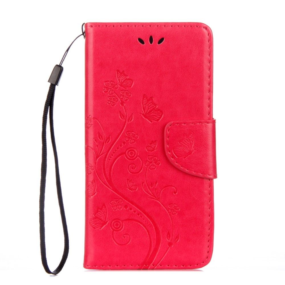 marque generique - Etui en PU fleur de papillon rouge pour votre Samsung Galaxy Xcover 4s - Coque, étui smartphone