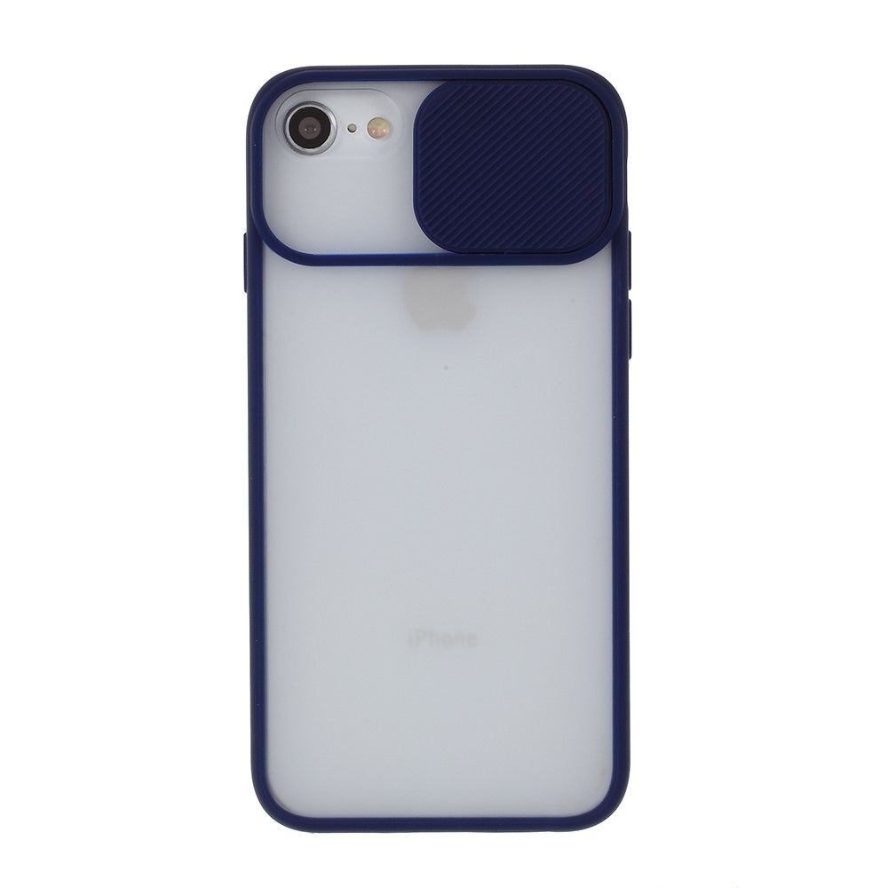 Generic - Coque en TPU mat avec caméra coulissante bleu pour votre Apple iPhone SE (2nd Generation)/8/7 - Coque, étui smartphone